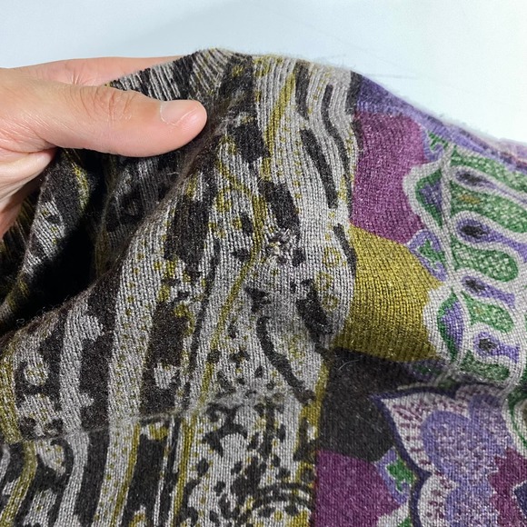 Etro Wool Cashmere AOP V Neck Sweater Women's 40 Small BOHO Cottage Core - Picture 9 of 9